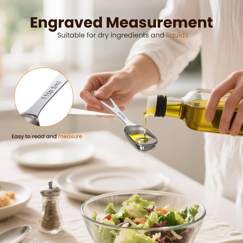 6PCS Narrow Measuring Spoons Set, Stainless Steel Measuring Spoon Fits in Spi... gallery