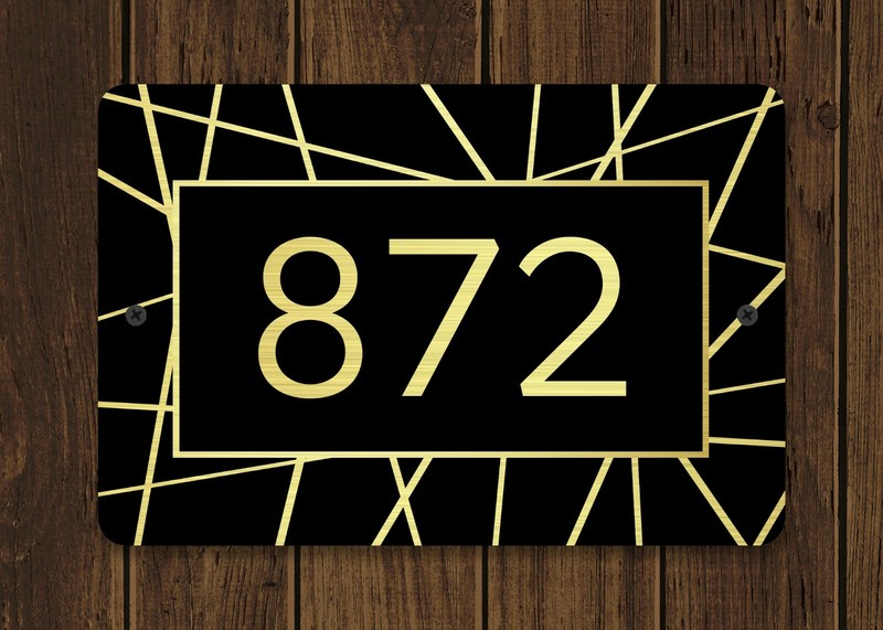 Customized Home Address Plaque Metal 12" x 8" Gold or Silver Number House Sign gallery