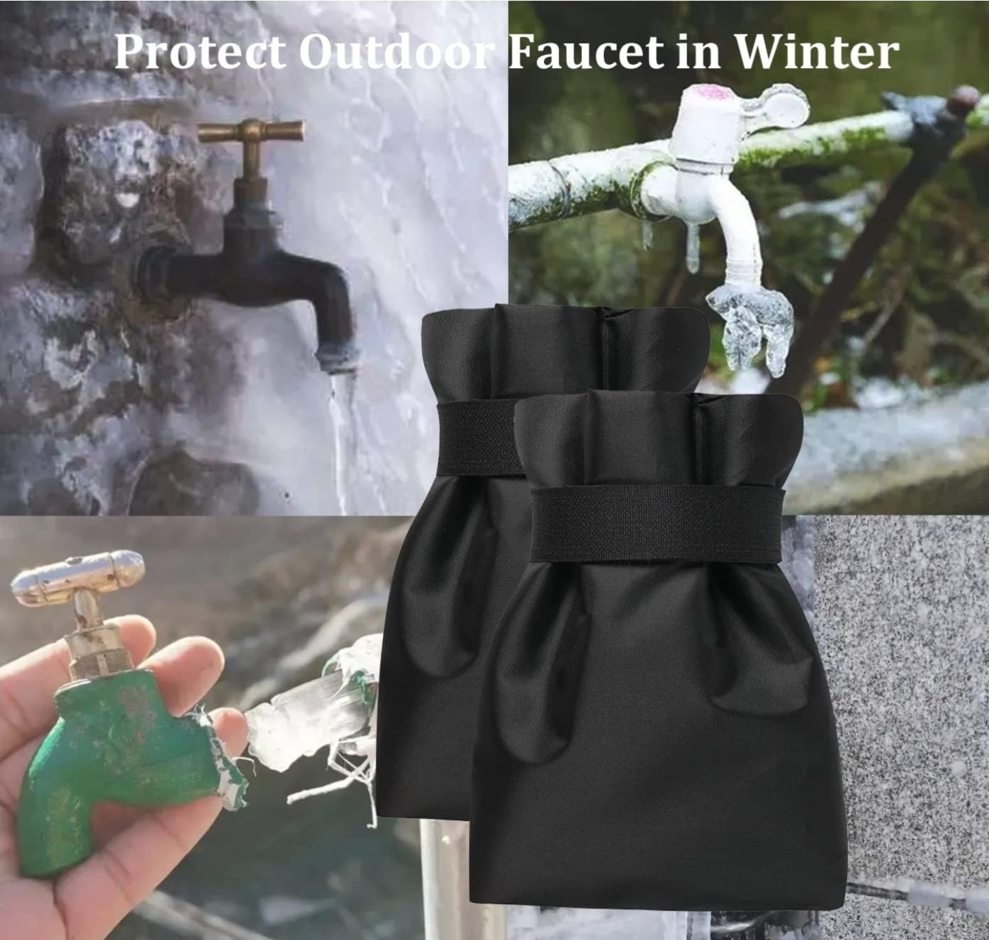 4pc Outdoor Faucet Covers for Winter Freeze Protection, Upgraded, 8.5" H x 6.1" gallery
