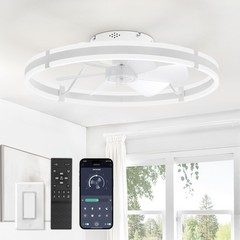 Ceiling Fan 24 Inch LED Light Remote 6 Speed Dimmable Black KDSXB24 3000-6000K