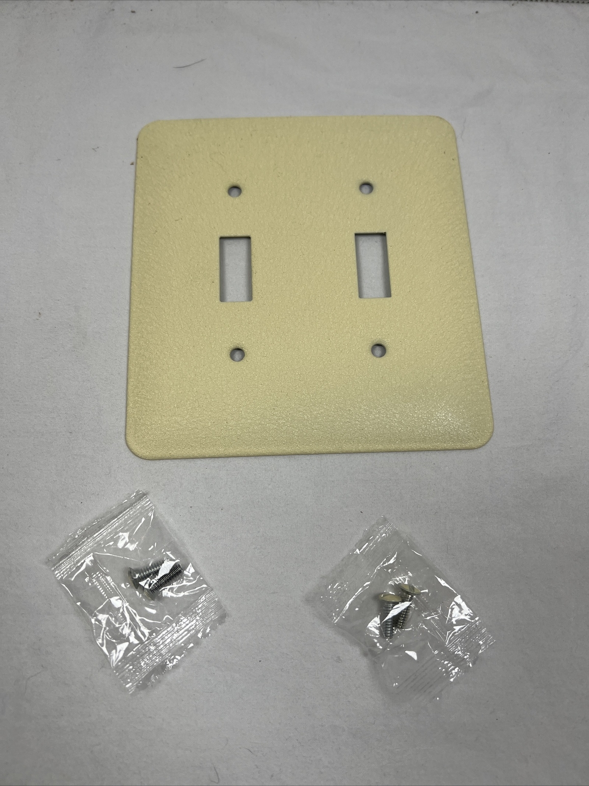 NOS Intertek Metal Double Wall Light Switch Plate Cover Almond Wrinkle Finish gallery