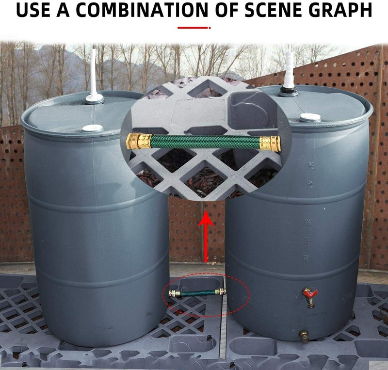 WADEO Rain Barrel Connector Kit Linking Kit with Two 12 Inch Hoses & 4 Fittings gallery