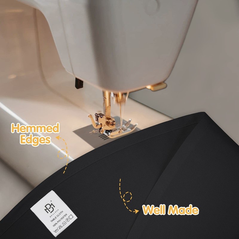 6 Pack Black Round Tablecloths 108 Inch for 48” Tables - 150 GSM Polyester Fa... gallery
