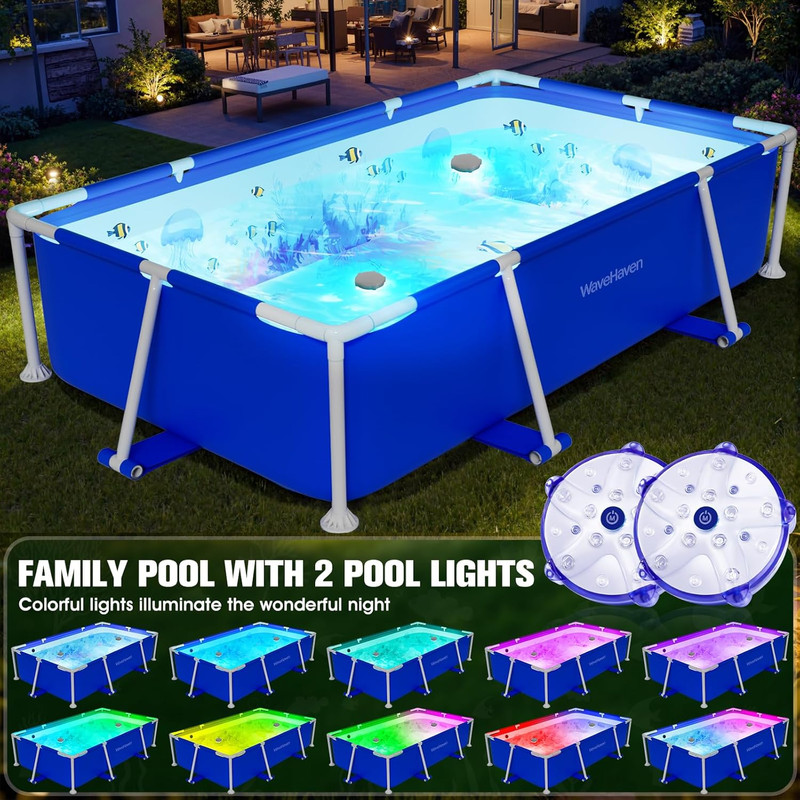 Above Ground Pool,2026 Frame Deep Swimming Pool with Pool Lights,Rectangle Famil gallery