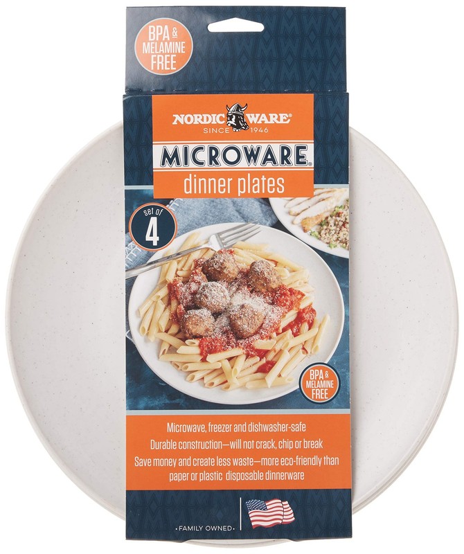 Nordic Ware Polypropylene Plates 10"L x 10"W x 0.88"H (Pack of 4), White gallery