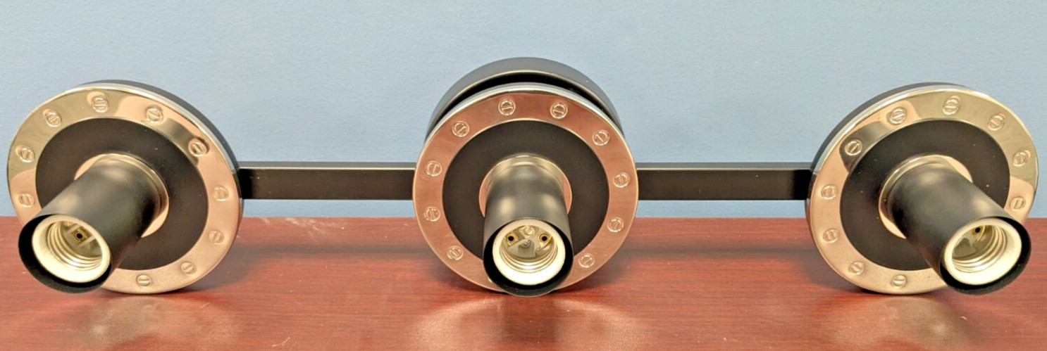 TRANS GLOBE 3-LIGHT WALL SCONCE VANITY FIXTURE BLACK & POLISHED NICKEL MCM E26 gallery