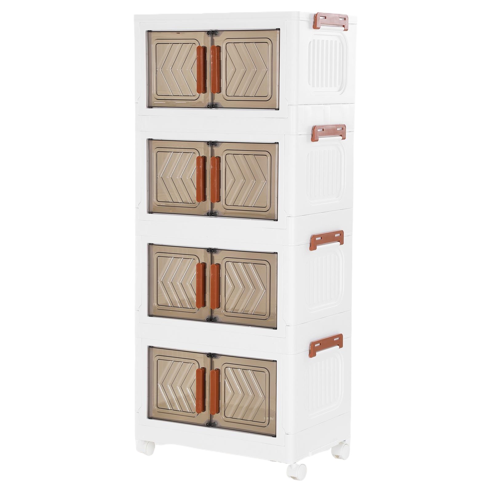 4 Tier Stackable Storage Bins with Lids Doors Wheels Storage Drawer gallery