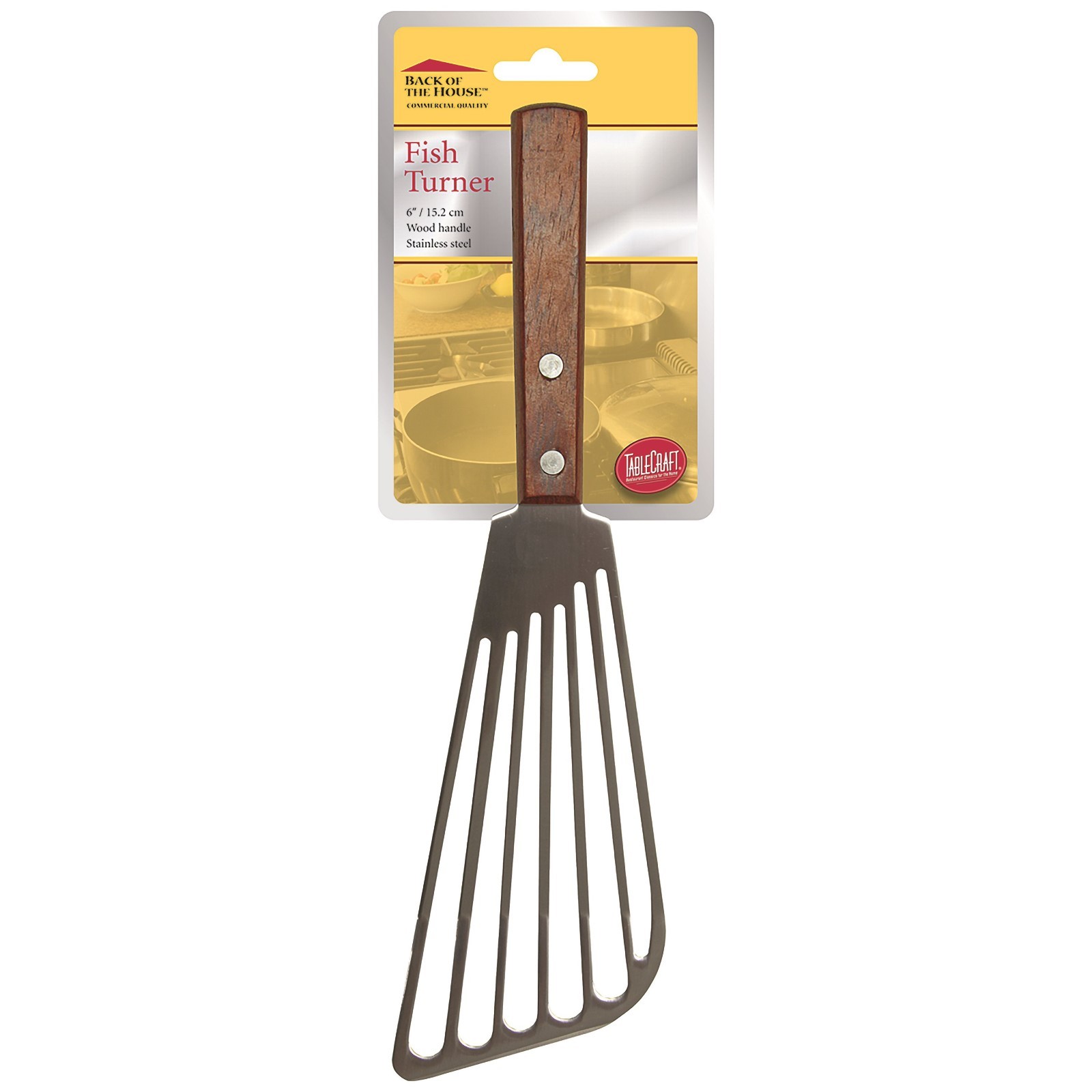 TableCraft 10.75" Stainless Steel Fish Turner / Spatula with Wood Handle gallery