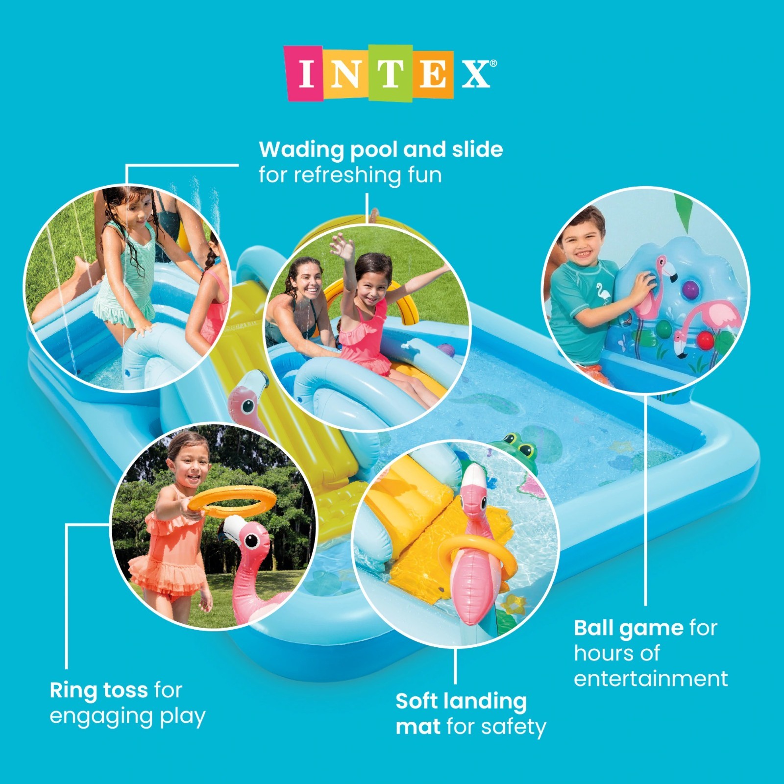 Intex 96" x 78" x 28" Inflatable Jungle Adventure Play Center Spray Kiddie Pool gallery
