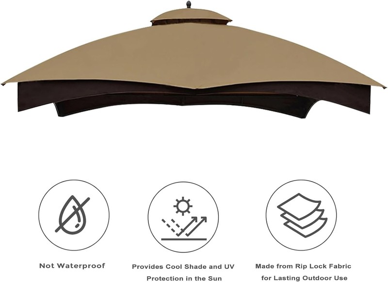 Gazebo Replacement Canopy Top for Lowe'S Allen Roth #GF-12S004B-1, Khaki gallery