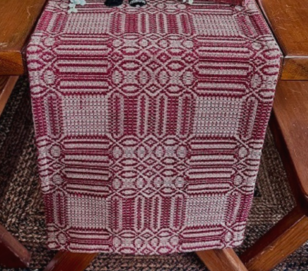 New PRIMITIVE RED TAN Table Runner WINDHAM 56" x 14" Farmhouse Cotton Coverlet gallery