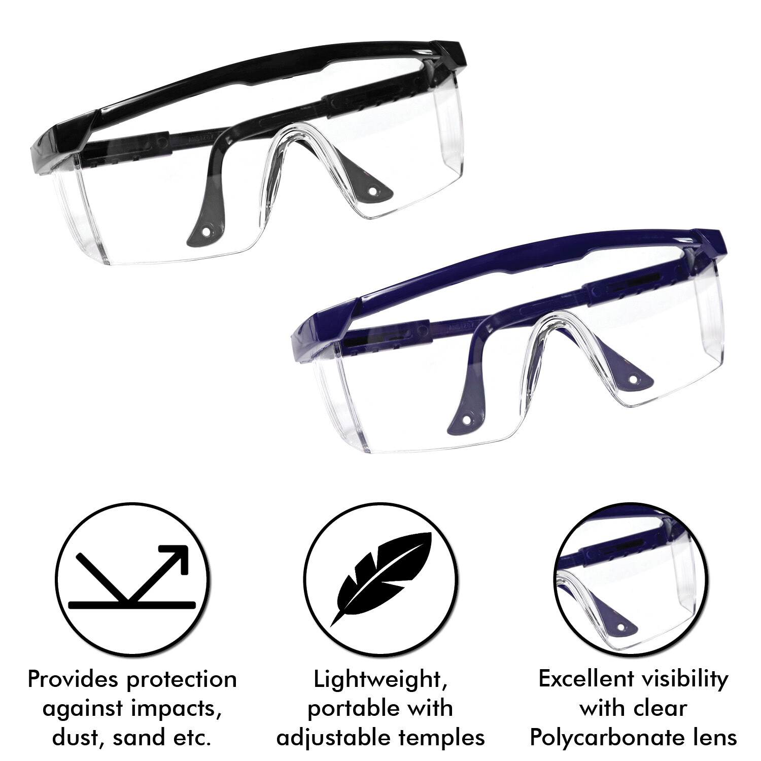 Adjustable Safety Glasses Clear Wrap Around Lens Anti-Fog Scratch Resistant gallery