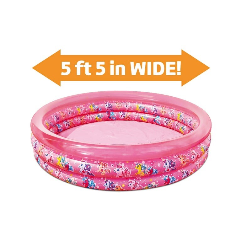Round Inflatable 3-Ring Kiddie Splash Play Pool, Pink, For Kids, Age 2 & up, gallery