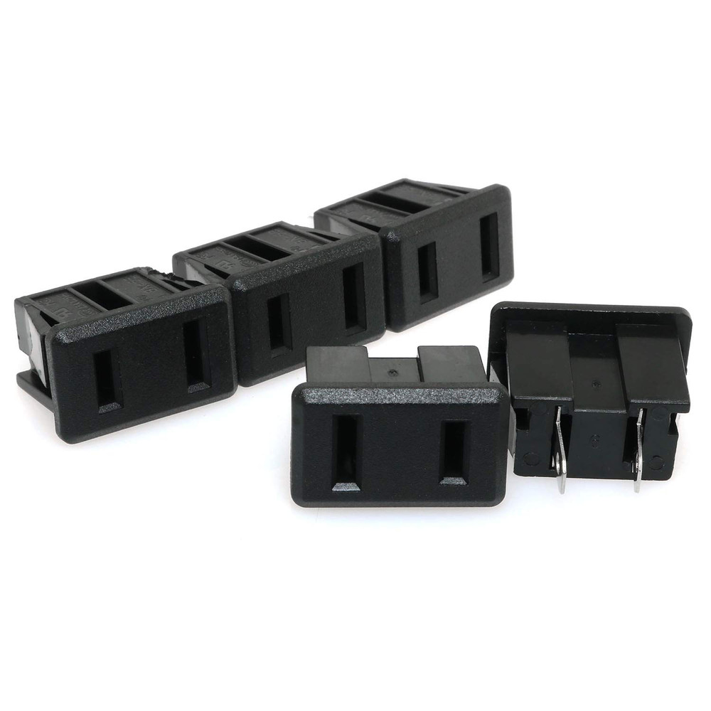 US Socket 5PCS 2 Pins 15A/125V AC Panel Mount Power Outlet Industrial Plug Power