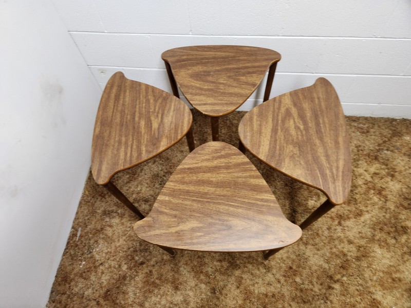 MCM Nesting Stacking Tables Side End Unusual Shape Set Of 4 Vintage Rough Parts gallery