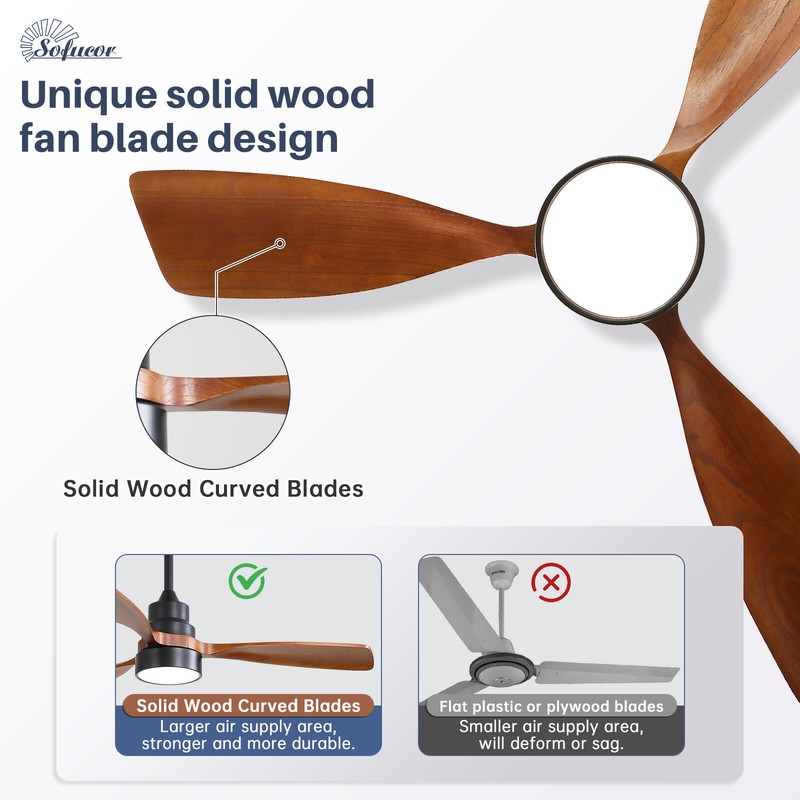 Smart 48in Ceiling Fans with Solid Wood Blades and LED APP/Voice/Remote Control gallery