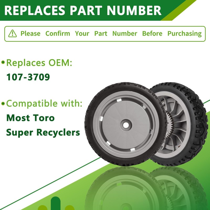 2Pack Lawn mower Rear Wheels Gear Assembly Replacement for Toro 107-3709 8 in... gallery
