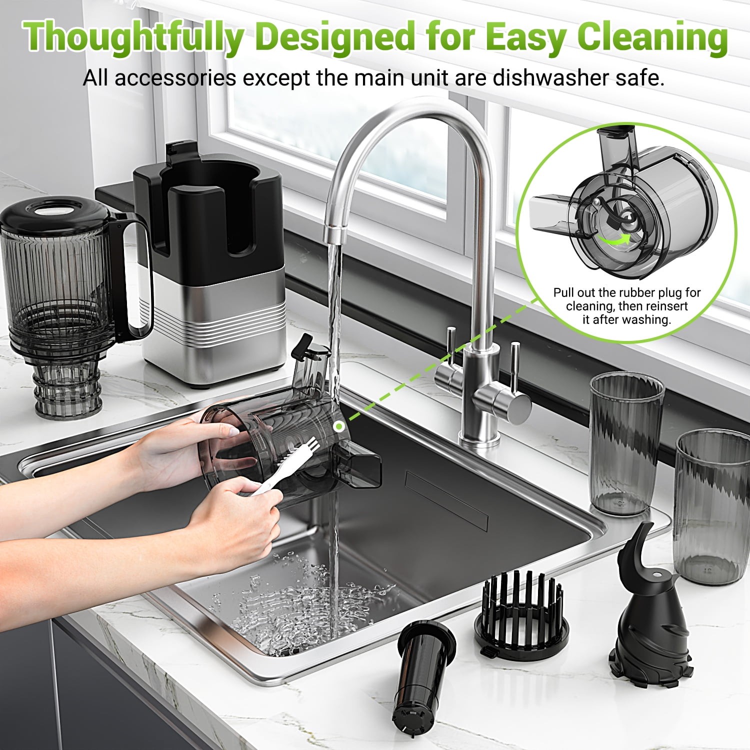 TINANA MP-802T Cold Press Masticating Juicer Machine, 5.4 In Wide Feed Chute, gallery