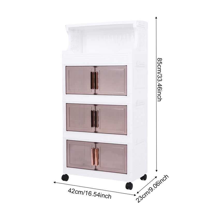 4 Tier Stackable Plastic Storage Bins with Doors and Wheels Foldable Container gallery