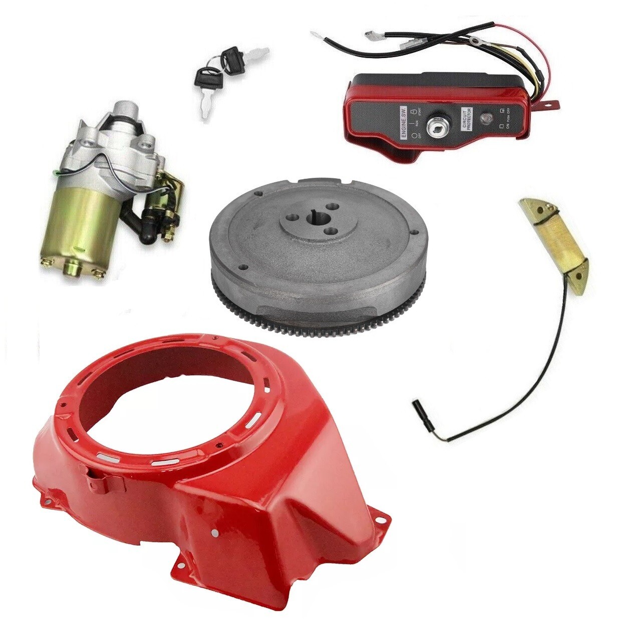 Starter Motor Key Box Flywheel Electric Start Kit Fits GX390 13 HP Honda Shroud gallery