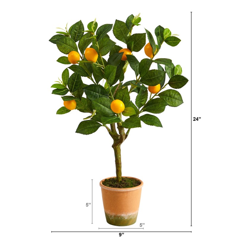 Nearly Natural 24" Lemon Artificial Tree in Green gallery