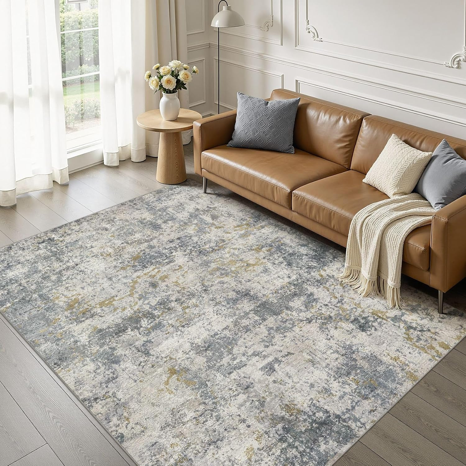 5X8 Washable Area Rug: Abstract Modern Non Slip Soft Low Pile Carpet, Easy Clean gallery