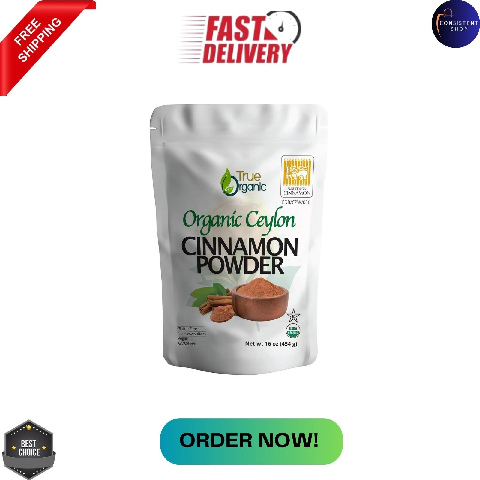 True Organic Ceylon Cinnamon Powder, 1 lb, Premium Grade, Gluten Free gallery
