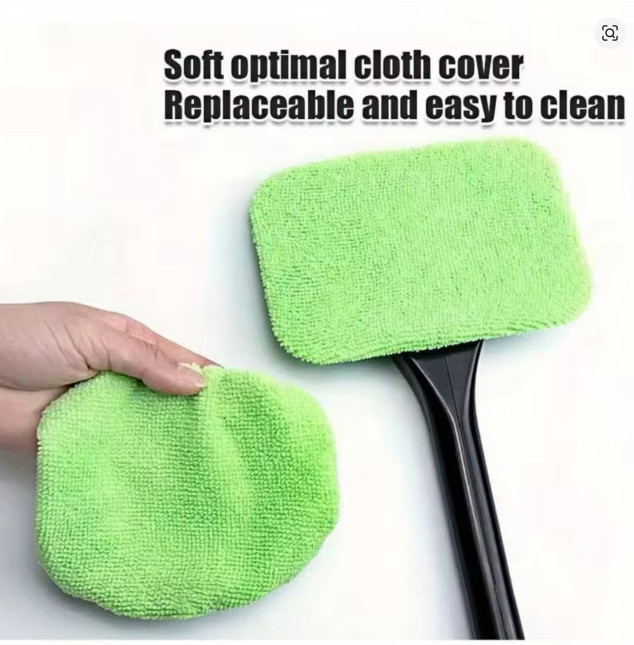 Car Interior Windshield Cleaner Telescopic Window Glass Wiper Microfiber Pads gallery