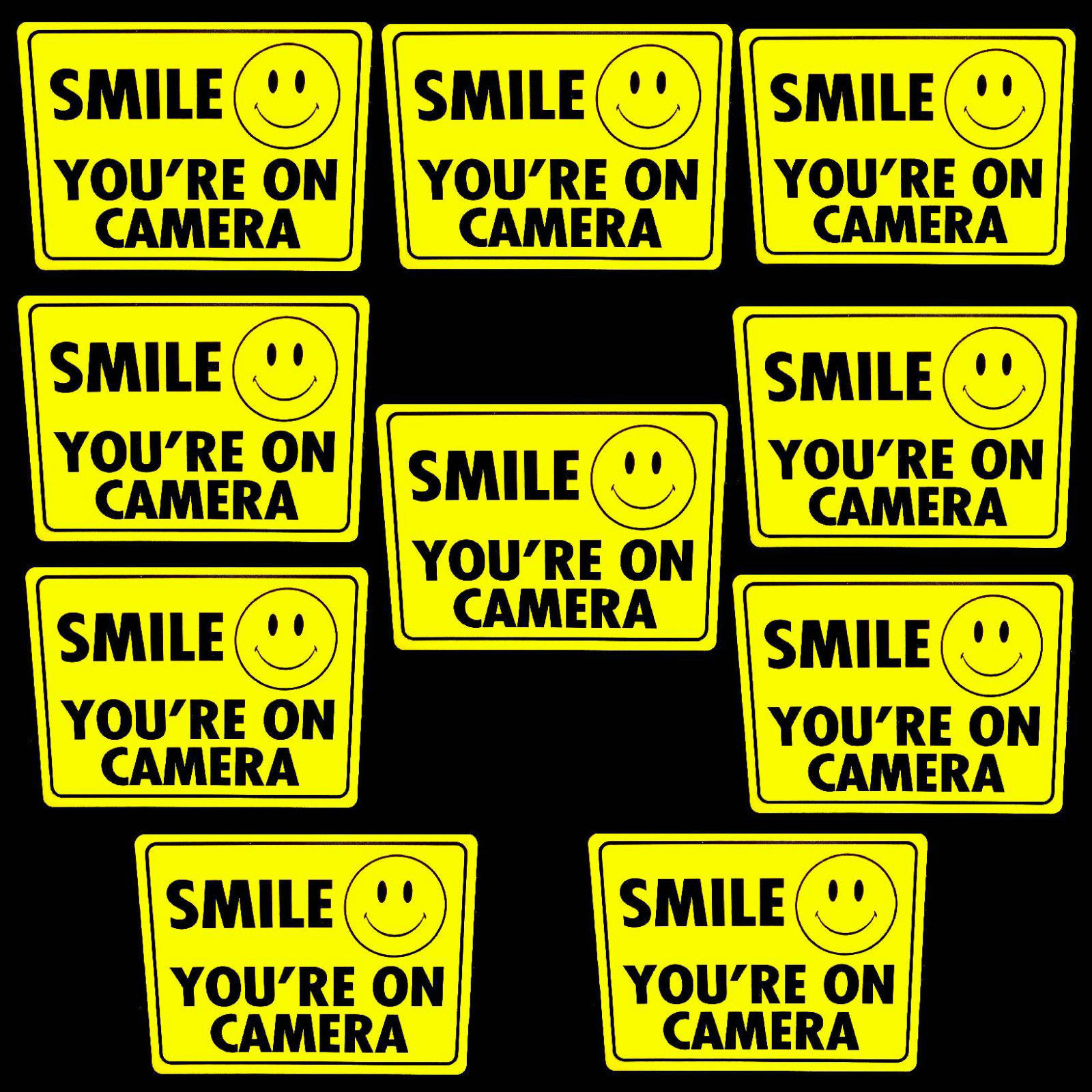 Lot Yellow Camera Window Warning Stickers Signs For Home Waterproof Decals gallery