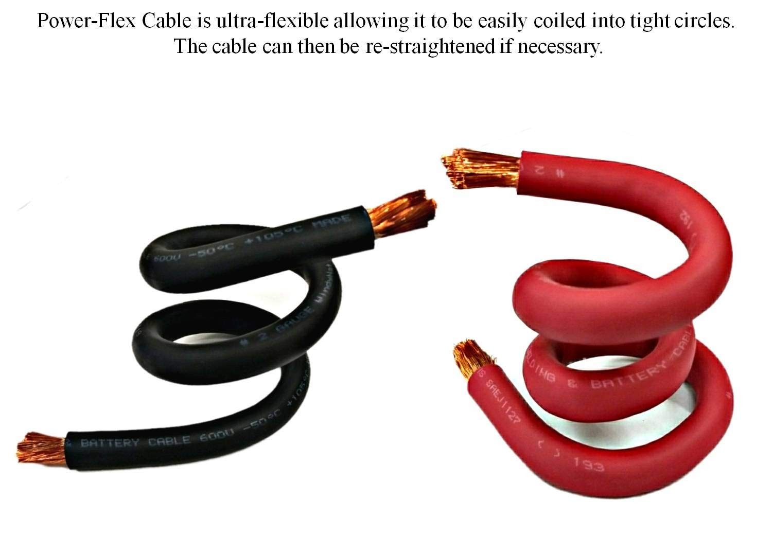 WindyNation 2/0 AWG 5ft Welding Battery Cable Black Red Copper Wire gallery