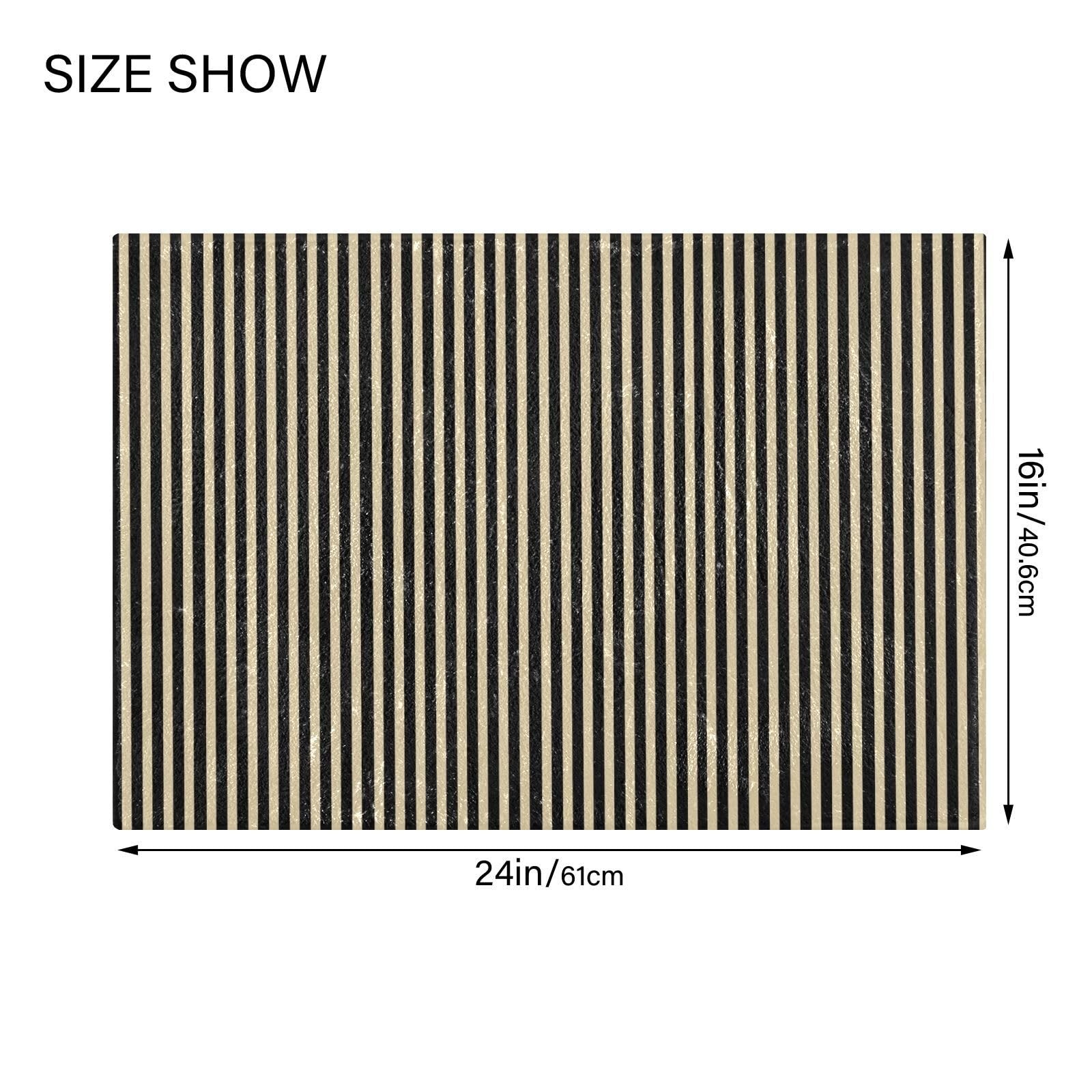 Beige Black Stripe Bathroom Rug Soft Absorbent Non Slip Bath Mat 20x24 Inch gallery