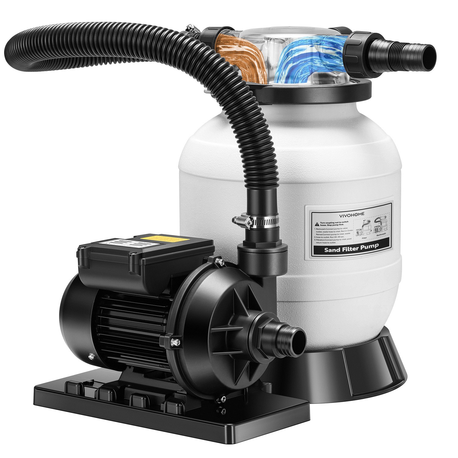 10'' Sand Filter Pump 2087GPH 250W with Clear Valve Head Above Ground Pool Pump gallery