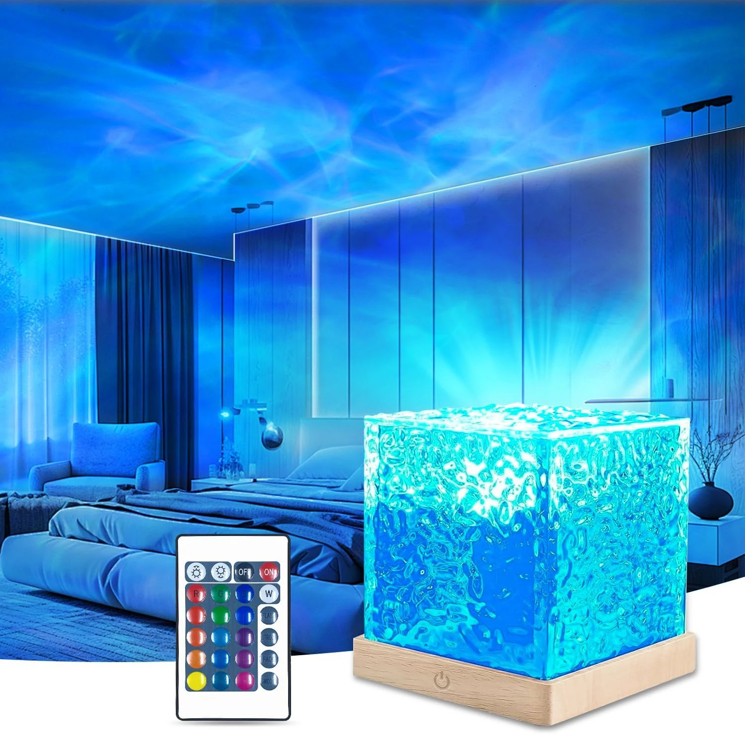 Water Ripple Projector Lamp LED Night Light Ocean Wave 10 Colors Changing Remote gallery
