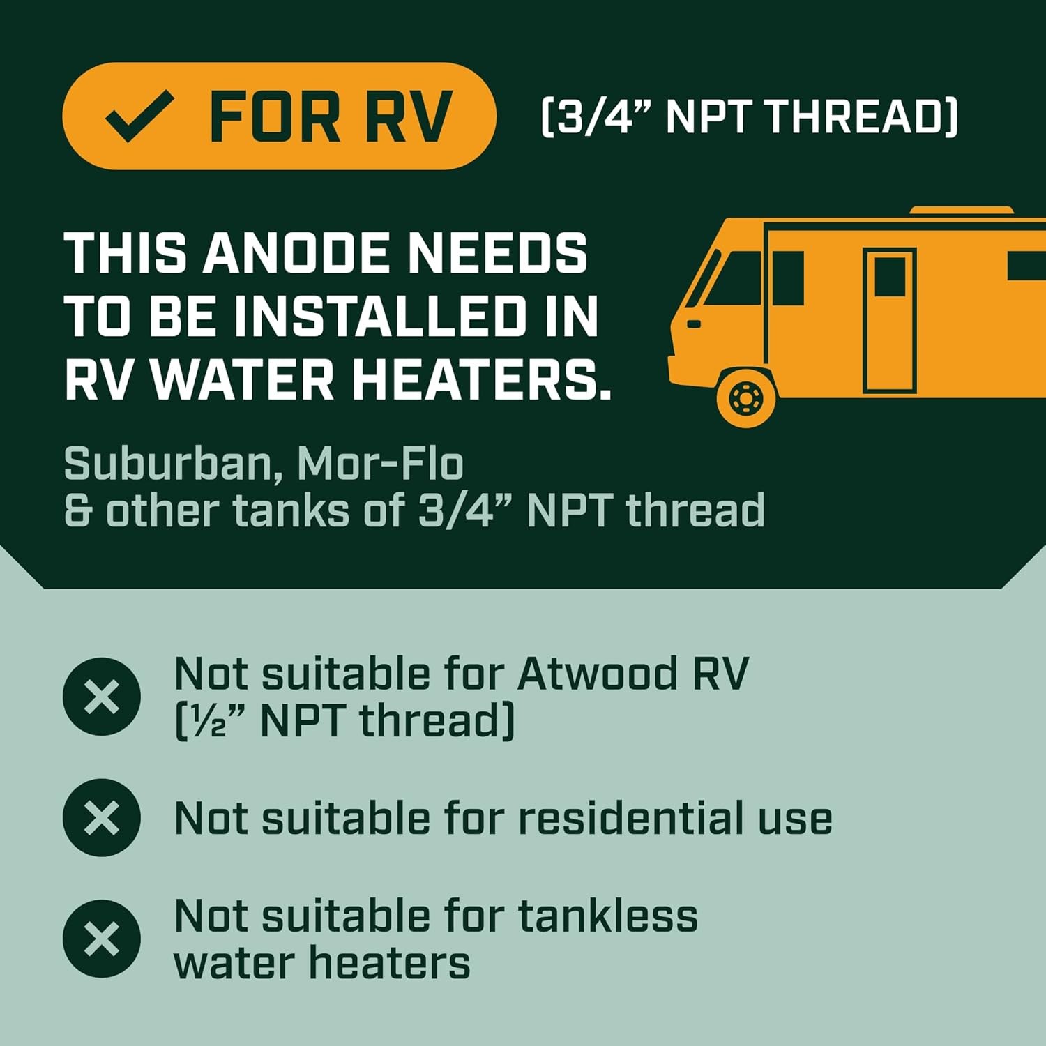 Corro-Protec RV Anode Rod for Hot Water Heater 20 Year gallery