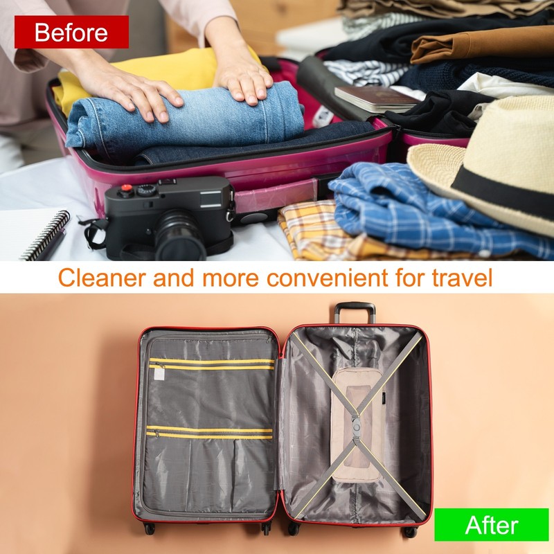Compression Packing Cube 26x12x13cm Travel Luggage Organizers Bag Beige gallery