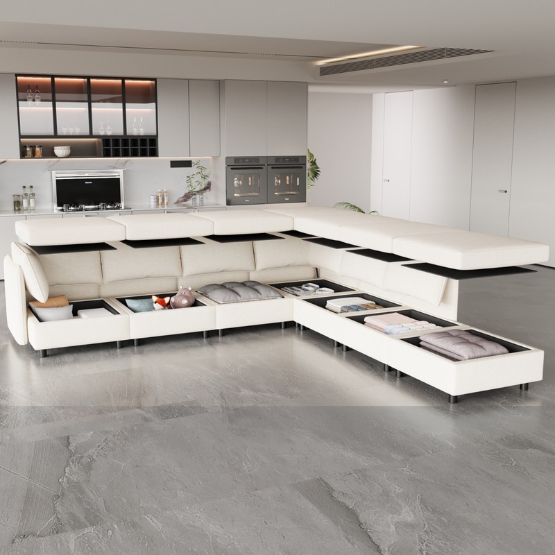 Modern U Shape Modular Sofa Convertible Sectional Couch with Storage Ottomans gallery