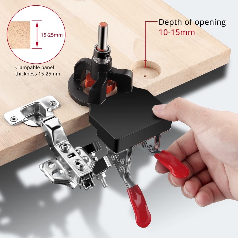 Concealed Hinge Drilling Jig Hole Set Aluminum Alloy Double Clip 35mm gallery