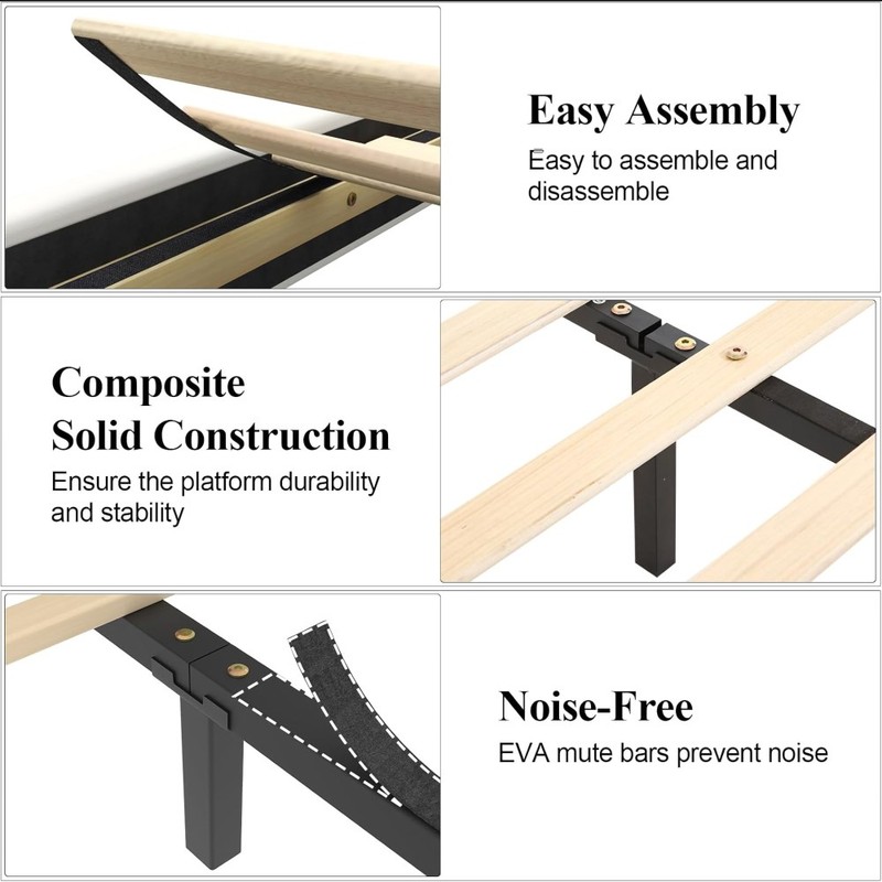 Queen Size Bed Frame with LED Lights, Upholstered Bed Frame gallery