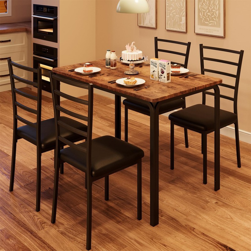 ☑️Dining Table Set for 4 Table and Chairs Upholstered Seat Dinette Furniture gallery