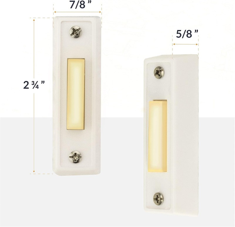 Durable Rectangular Lighted Doorbell Button - Easy Wall Mount Solution in White gallery