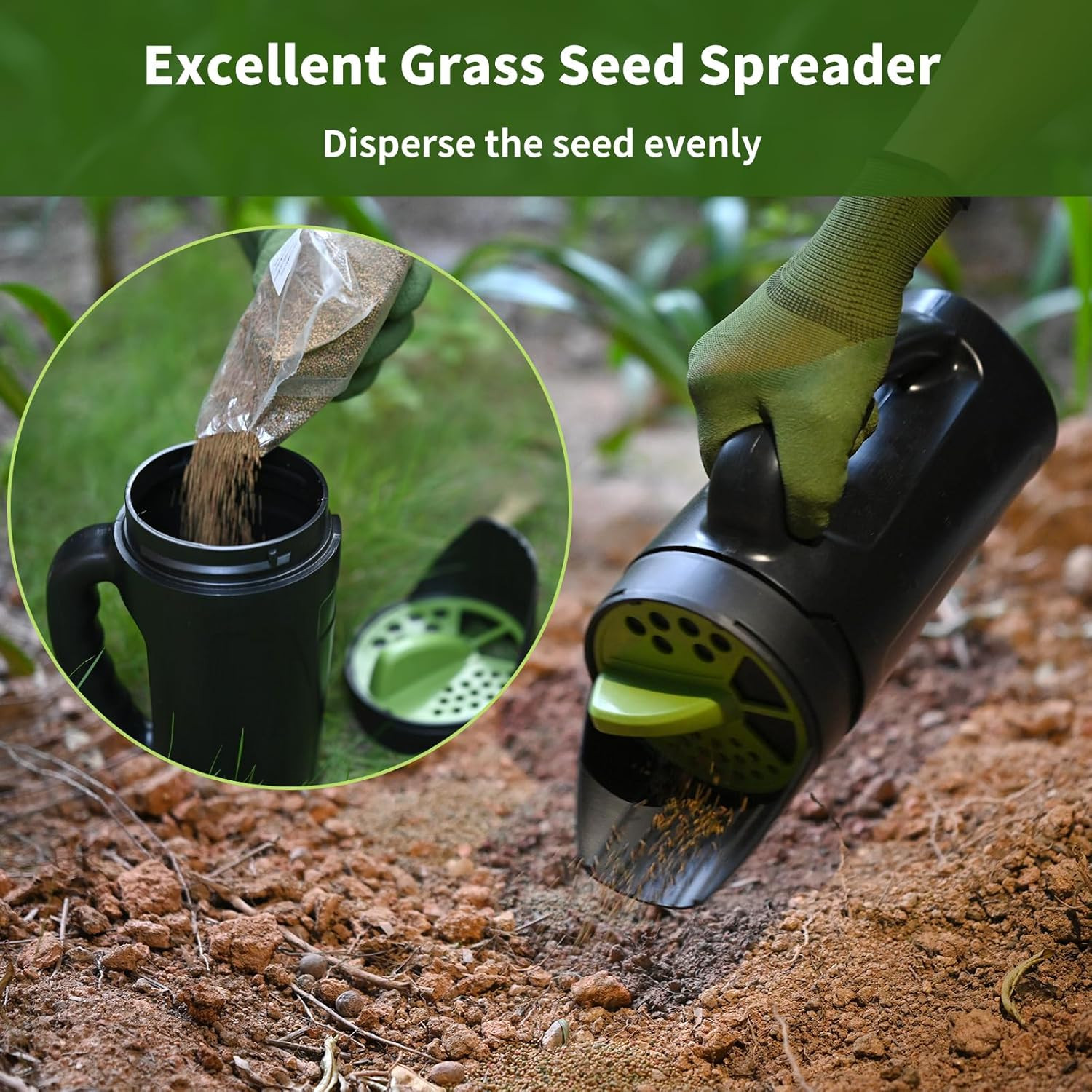 Seed Spreader Hand Held, Hand Spreader Lawn and Garden for Fertilizer Grass Seed gallery
