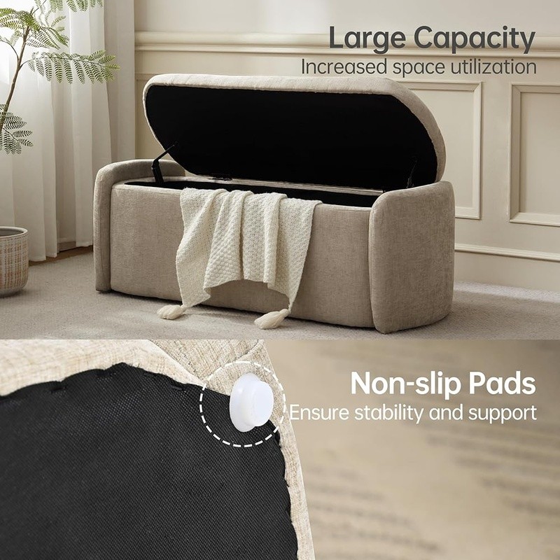 Storage Ottoman Bench Modern Upholstered Lift Off Lid Living Room Bedroom New gallery