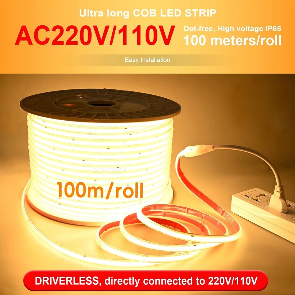 AC 110V High Voltage COB LED Strip Lights Waterproof For Outdoor Indoor Cuttable gallery