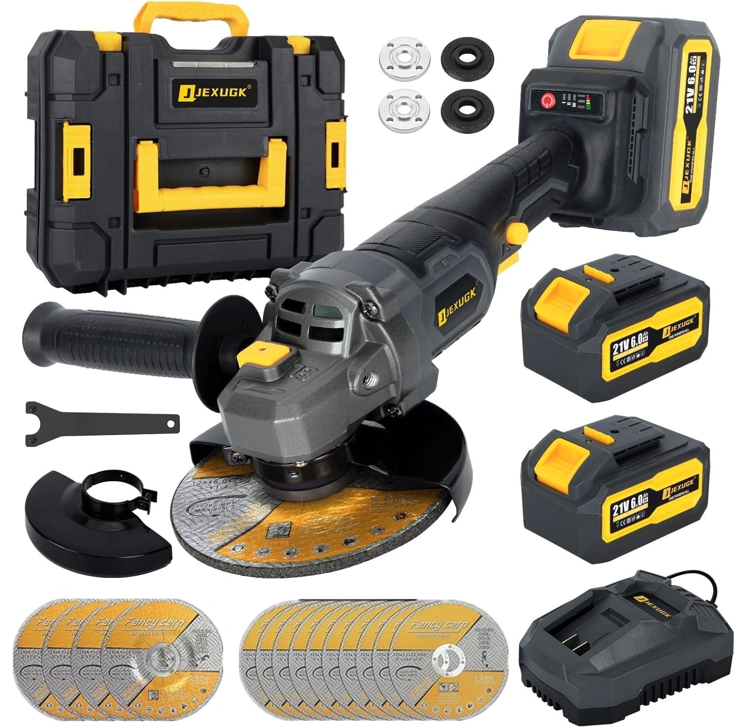 5" Cordless Angle Grinder Kit Brushless Battery Grinder with 2x6.0Ah Batteries gallery