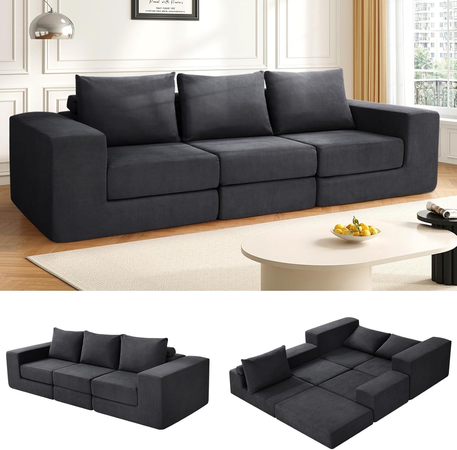 🎁Versatile Sleeper Sofa Bed Convertible Loveseat Sofa Couch Large Loveaseat 🎁 gallery