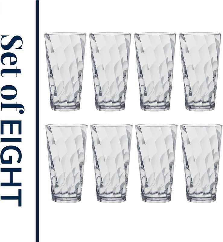 Plastic Reusable Drinking Glasses (Set of 8) 20oz Water Cups in Clear gallery