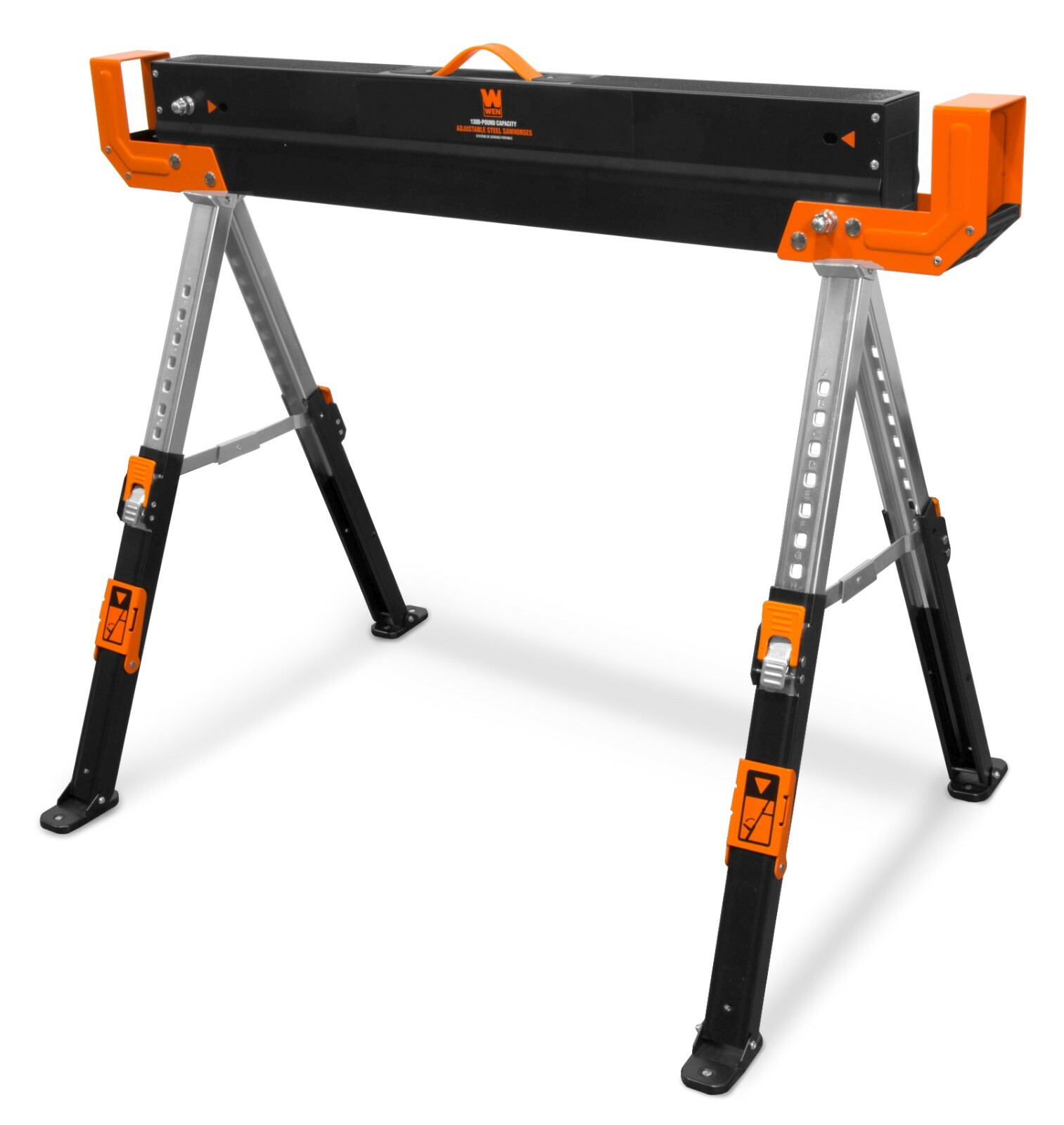 WEN WA1302 1300-Pound Capacity Height Adjustable Folding Steel Saw Horse with 2x gallery
