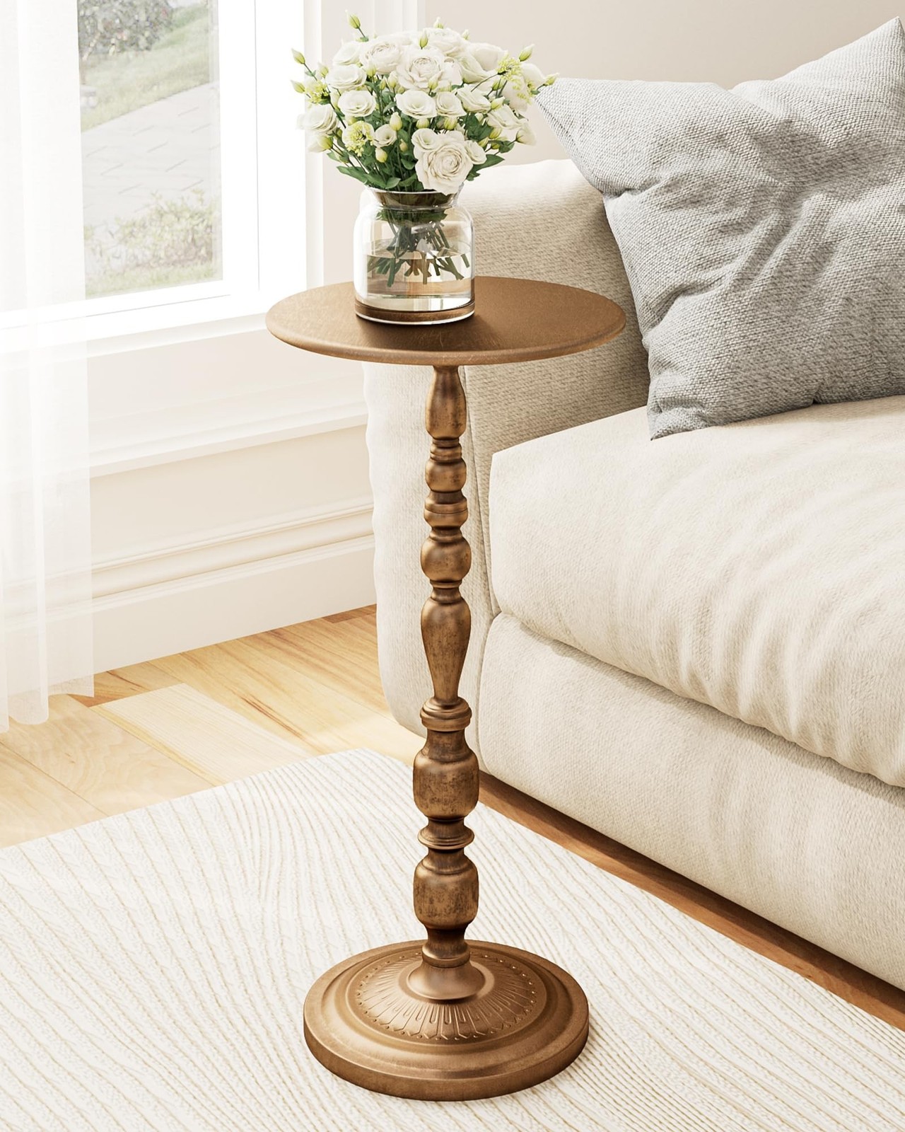 Bronze Side Table, Art Deco Vintage Metal End Table 25" Height, Accent Cockta... gallery