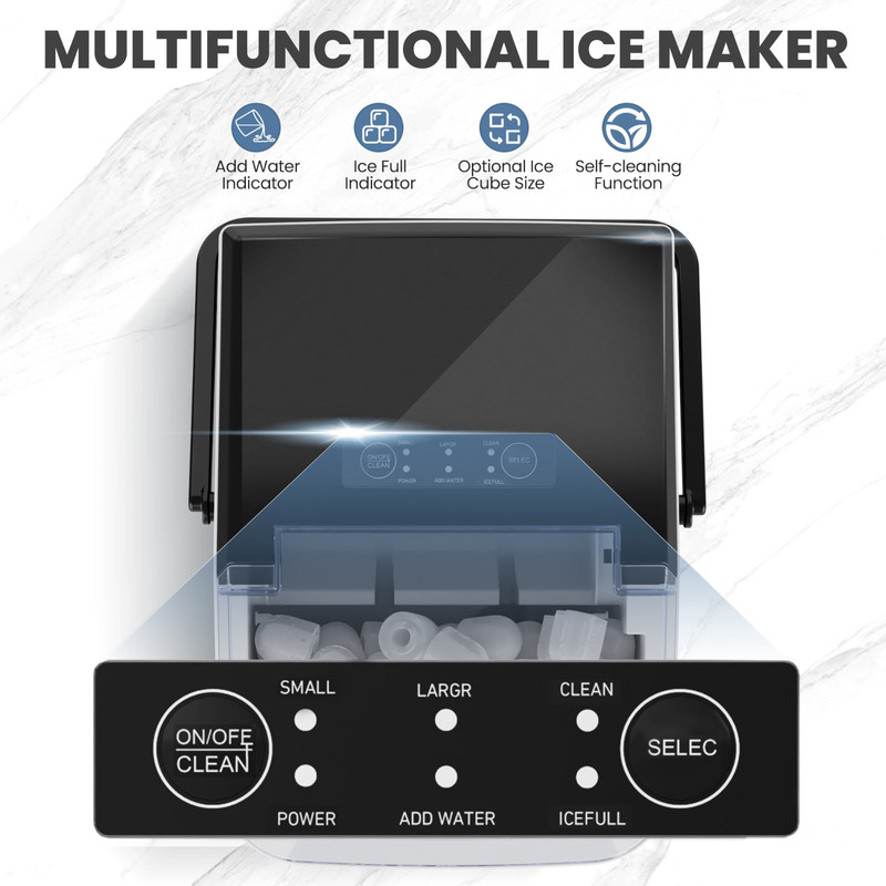 CONCETTA Portable Ice Maker Machine, 26.5 lb/Day Ice, Two Ice Sizes, Black NEW! gallery