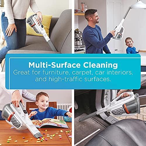 BLACK+DECKER Dustbuster Handheld Vacuum, Cordless, AdvancedClean+, White (HHVK32 gallery